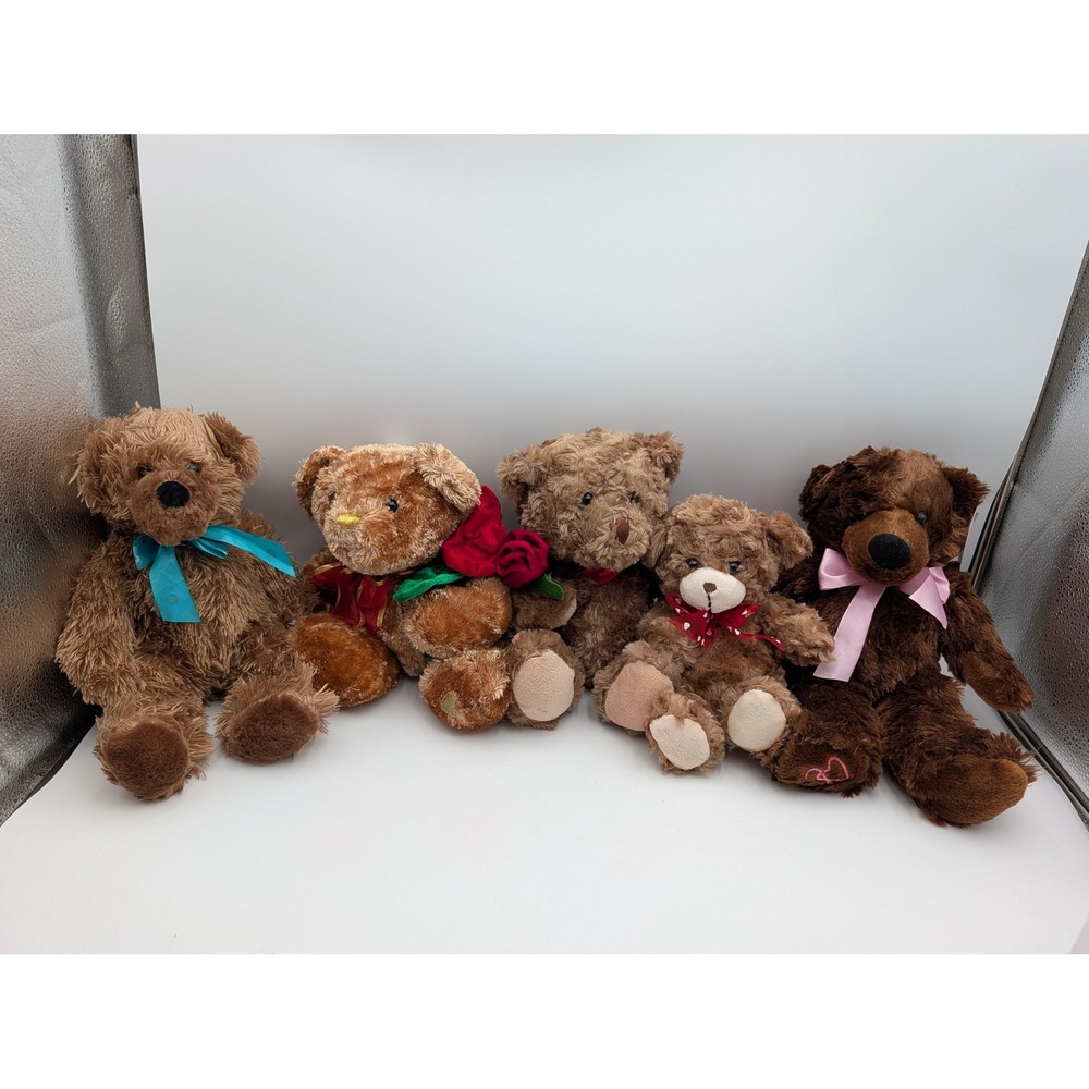 Dan Dee Teddy Bear Plush Lot 5 Brown Tan Chocolate Scented Rose Bows